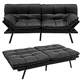 RELAX4LIFE Klappsofa mit Schlaffunktion, Klappbares Schlafsofa, Couch mit Verstellbarer Rückenlehne Armlehnen, Sofabett mit Liegefläche von 182 x 106,5 cm, Sofa für Wohnzimmer Gästezimmer (Schwarz)