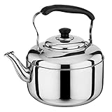 Nahtloser Teekessel für Herdplatte, Edelstahl, pfeifender großer Teekessel mit Kühlgriff, Krakenfüße