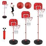Basketballkorb Kinder, Basketball Korb mit Ständer, Basketballständer Höhenverstellbarer 50-150cm, Mini Basketballkorb mit 2 Ball & Pumpe für Indoor Outdoor, Basketball Spielzeug