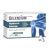 GELENCIUM® Hyaluron Intense | Hohe Hyaluron-Tagesdosis: 500mg | Hochmolekular: 2000-4000 kDa | Hohe Bioverfügbarkeit | Mit Mikronährstoffen für gesunde Gelenke | Vegan | Apothekenqualität | 60 Kapseln