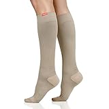 VIM & VIGR Moisture Wick Nylon 15-20 mmHg Kompressionssocken für Damen & Herren (Cashew, Large/X-Large Wide Calf)