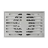HCZKIUJY Linearer Duschablauf, 6-Zoll-Badezimmer-Bodenablauf, Messing-Duschablauf, rechteckiger Duschablauf mit Musterrost, Abnehmbarer Deodorant-Bodenablauf, A (B)