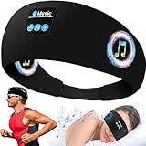 ZONSUSE Schlafkopfhörer Bluetooth,Sportskopfhörer Musik Kopfhörer zum schlafen Stirnband Headband Schlaf kopfhörer mit HD Stereo Lautsprecher für Sport, Seitenschläfer, Flugreisen(Schwarz)