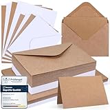 moinkerin 56x Klappkarten blanko mit Umschlägen (250g/m² A6) + 56x C6-Briefumschläge | Kraftpapier Umschlag Set für Hochzeitskarten, DIY Einladungen, Geburtstag & Weihnachtsgrüß （ Weiß & Braun）