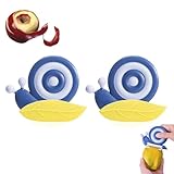 Schnecken Sparschäler Kinder, Keramik Kartoffelschäler Schnecke, Tragbar Gemüseschäler mit Rutschfe Griff, Obstschäler Gurkenschäler Spargelschäler mit Anti Schneide Handschuhe für Camping (2 Blau)