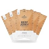 Grizzly Foods • Beef Jerky Original (5 x 50g) • Trockenfleisch von deutschen Rindern • High Protein Snack • Ideal für Unterwegs, Büro, Sport