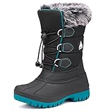 Mishansha Winterstiefel Mädchen Wasserdichte Schneestiefel Kinder Winterschuhe Jungen Schneeboots Rutschfest Winterboots Kinderstiefel Schwarz Blau,Gr.34