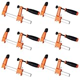 HEIYUET 6 Stück Schraubzwingen Set, Spannweite 150mm/6 Zoll, F-Klemmen Schraubzwinge aus Gussstahl mit Rutschfestem Griff, Schraubzwingen Groß Zwingen für Holzbearbeitung