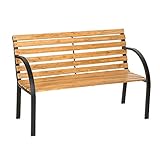 tectake® 2-Sitzer Gartenbank wetterfest, Gartenbank Holz im Landhausstil für Wintergarten Möbel, als romantische Balkonbank, Holzbank Garten, Gartenmöbel Bänke 119,5 x 62 x 83 cm