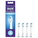 Oral-B Pulsonic Clean Aufsteckbürsten für Schallzahnbürsten, 4 Stück, Zahnbürstenaufsatz für Oral-B Schallzahnbürste