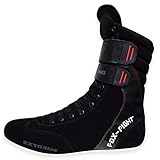 FOX-FIGHT Extreme Boxstiefel aus echtem Leder professionelle hochwertige Qualität Boxen Boxing Schuhe Boxschuhe Box Hog Boots 43 - schwarz