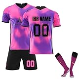 NINGSANJIN Fussball Trikot Kinder, Personalisiert Fußball Trikot Jungen mit Eigenem Namen Nummer, Fussball Geschenke Jungen Herren #7