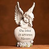 Dszapaci Engel Figur Klein 18cm - Wetterfester Grabschmuck für Grab, Deko Figuren, Grabdekoration, Herz, Grabstein, Urnengrab - Engelfiguren Friedhof Deko
