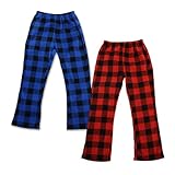 LNFINTDO Mädchen Jungen Schlafanzughose Lang Elastische Taille Pyjamahose Kinder Kariert Freizeithose mit 2 Taschen Schlafanzüghosen 7-13 Jahre