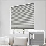 Kabellos Verdunkelung Waben Jalousien Für Fenster, Wabenplissee Ohne Bohren Und Werkzeuge, Graue Waben Fensterrollos Jalousien, Lichtfilterung Wabenplissee,grey-140x135cm/55 * 53in