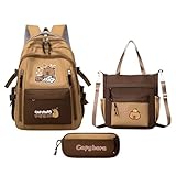 doyandader Capybara Schulrucksäcke - Cartoon Schultasche Mit Federmäppchen Und Tragetasche | Ästhetische Laptoptasche Für Schülerinnen, Für Tägliche Reisen Und Als Schulbegleiter