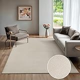 the carpet Rio - moderner und weicher Teppich Wohnzimmer Schlafzimmer mit Anti-Rutsch-Rücken und 3D-Optik, Flauschige Oberfläche, pflegeleicht und robust, Creme, 80 x 150 cm