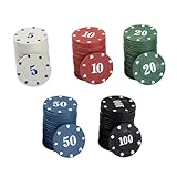 ifundom 100 Kunststoff Spielchips Mahjong Münzen mit 5 Größen 100 Stück mit Transparenter Kasten Lern und Belohnungsspiel für Robust und Gratfrei Geeignet für Kartenspiele und Bingo