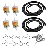 15 Pcs Benzinfilter Kit, Benzinschlauch Benzinfilter Motorrad Kraftstofffilter Beinhaltet 1 Ventil 2m Benzinschlauch 8 Schlauchschellen 4 Filter, Inline-Kraftstofffilter Kit für Auto Motorrad