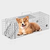 Käfigfalle for Lebende Tiere, Käfig for Nagetiere, Flexibles Pedal for Waschbären, Biber, Murmeltiere, Füchse, Gürteltiere, Opossums, Stinktiere, Streifenhörnchen(130 * 45 * 50cm)