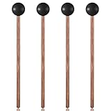 2 Paar Gummi Xylophon Mallet, Percussion mit Holz Griff, Steel Tongue Drum Hammer, Schlägel Percussion Sticks, Drumstick, Lang Trommelstock aus Holz, Kinder Gummi Trommelstöcke, 14.6cm/5.7 Zoll