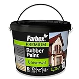 FARBEX Universal Premium Gummi Farbe-Innen und Außenfarbe für alle Oberflächen, Elastische Abdichtung gegen Feuchtigkeit, Witterung-1,2 kg-Weiß