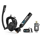 TUDIVING 0,5-l-Mini-Tauchflasche mit Tauchmaske, ermöglicht 6 Minuten Unterwasseratmung bei Einer Tauchtiefe von 30 Fuß, Tauchausrüstung Zum Schnorcheln/Freizeittauchen (S200Plus A1)