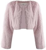 Amazhiyu Pelzmantel Damen, Felljacke Kurz Kunstfell Jacke Kunstpelz Mantel, Plüsch Pelzjacke Fleecemantel Langarm Faux Fur Coat, Wintermantel Jacken Offenem Kragen, Rosa, M