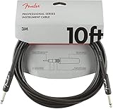 Fender Professional Series Gitarrenkabel, Hochwertiges Instrumentenkabel für E-Gitarre, Bass und Studio, Robuste Verarbeitung für klaren Sound, 3m, Gerade, Schwarz