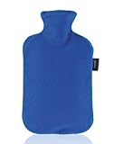 Fashy - Wärmflasche mit weichem Vliesbezug in Blau (Sapierblau)
