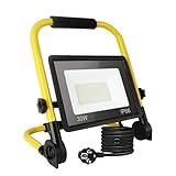 30w Led Baustrahler,3240 Lm Lm Superhelle Arbeitsleuchte,Tragbares Baustrahler,6000k Tageslichtweiß,Ip66 Wasserdicht,Eu-Stecker Bauleuchten mit 3.5M Kabel und Schalter für Werkstatt,Garage,Garten
