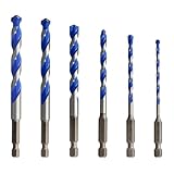 WOLFPACK LINEA PROFESIONAL Set mit 5 Universalbohrern, sechseckig, Ø 4/5/6/8 10 mm, Fliesenbohrer, Keramik, Marmor, Beton, Metall, Holz, Kunststoff