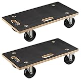 Wiltec 2X Transportroller 575 x 290 x 144 mm mit 300 kg Traglast je Möbelroller, Rollbrett aus Holz mit 4 Lenkrollen