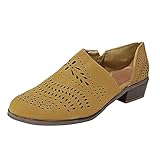 Damensandalen, Größe 38, UK-Stiefel, ausgehöhlt, ausgeschnitten, einzelner Absatz, Schuhe, Reißverschluss, lässige Damensandalen, gelb, 38 EU