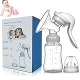 Handmilchpumpe,Manuelle Milchpumpe,Komfortable und Kompakte Milchpumpe,Silikon Milchpumpe und Muttermilchauffänger,Handpumpe für Muttermilch,Tragbar,Kompakt,Fördert Muttermilch Sanft und Effizient