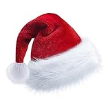 LANMANUO Weihnachtsmütze Erwachsene Weihnachtsmützen Nikolausmütze Plüsch Christmas Hat Santa Hat Weihnachtsmann Mütze Rot for festliche Partys im neuen Jahr