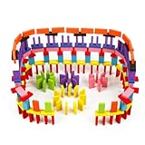 CORHAD 120 Stück Domino Bausteine aus Holz Buntes Lernspielzeug für Erwachsene Kreatives Balance Spiel für Zusammenarbeit und Praktisches Denken
