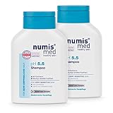 numis med Shampoo ph 5.5-2er Pack Hautberuhigendes Haarshampoo für sehr empfindliche & sensible Haut - vegane Haarpflege ohne Silikone, Parabene & Mineralöl - Haar Shampoo (2x 200 ml)