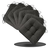 AddGrace 6er Set Sitzkissen 40 x 40 x 10cm Weiche Stuhlkissen mit Hochwertiger Polsterung für Innenbereich Küche oder Esszimmer,Dunkelgrau