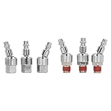 6pcs Luftschlaucharmaturen 1/4 Zoll NPT 360 Grad Drehgeluftkuppler Edelstahl Schnellanschließung männliche Stecker für pneumatische Werkzeuge und Luftschläuche