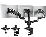 ELIVED Monitor Halterung 3 Monitore für 13-27 Zoll Bildschirme bis zu 9kg mit VESA 75/100, Gasdruckfeder 3 Monitorhalterung, Neigbar Schwenkbar Drehbar Höhenverstellbar Monitor Arm EV006