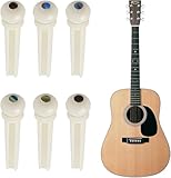 Akustische Gitarre Bridge Pins, 6 Stück Weiß ABS Kunststoff Akustische Gitarre Pegs mit Abalone Dot Gitarre Knochen Bridge Pins String Teile Ersatz Nagel Musikinstrument Zubehör