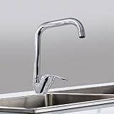 Trade Shop 69204 Küchenarmatur mit hohem eckigem Ausguss, schwenkbarer Mischbatterie