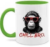Tasse Tassen 325ml - Chill Bro cooler Affe Geschenk Statement lustig I Coole Geschenke junge Männer I Zocker Sprüche Teenager Geschenk Gamer I Coole Sprüche Zocken - 325 ml - Hellgrün
