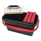 Karl Dahm® Rollenwaschset Spezial mit 23 Liter Eimer mit 3 Rollen Aufsatz inkl. Schwammbrett gerastert I Schwarz-Rotes Waschset für Fliesenleger I Fliesen- Wascheimer I Fliesen-Wasch-Set Profi – 11986