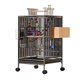 Großer Vogelkäfig mit Spielplatte und Ständer für die Voliere im Innenbereich – ideal für Papageien, Sittiche, Sittiche