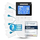 GRUNDIG Tens Gerät Schmerztherapie Reizstromgerät - Zertifiziertes Reizstrom Medizinprodukt mit 50 Programmen und 16 Intensitätsstufen - 3in1 Akku EMS Gerät zur Muskelentspannung (Gerät)