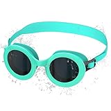 Ambienden Schwimmbrille Kinder, Beschlagfrei & UV-Schutz, 180° Weitwinkelsicht, Schnell Verstellbare Silicondichtung Unisex Taucherbrille Kinder für 3-10 Jahre, Cyan