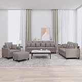 YUOTYRKTEJRSG 4-Piece Taupe Fabric Sofa Set with Cushions. Living Room Furniture for Relaxation. TV Watching. Reading. Durable Polyester Material. Comfortable Seating Experience. Includes Ottoman