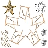 MODO24 Sägebock Holzbock, Klappbock Arbeitsbock, 5er-Set inklusive Montageteile, DIY Stern, Weihnachtsstern SET, Tapezierbock Montagebock Unterstellbock, Sternabmessungen 180x180x73 cm, Natur